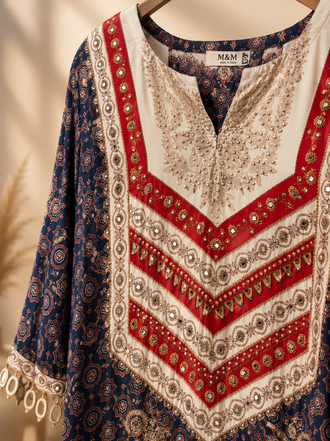 Royal Indigo Mirror Work Pure Crape suit - Image 2