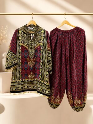 Royal Printed Crape Co-ord Set with Balloon Pants