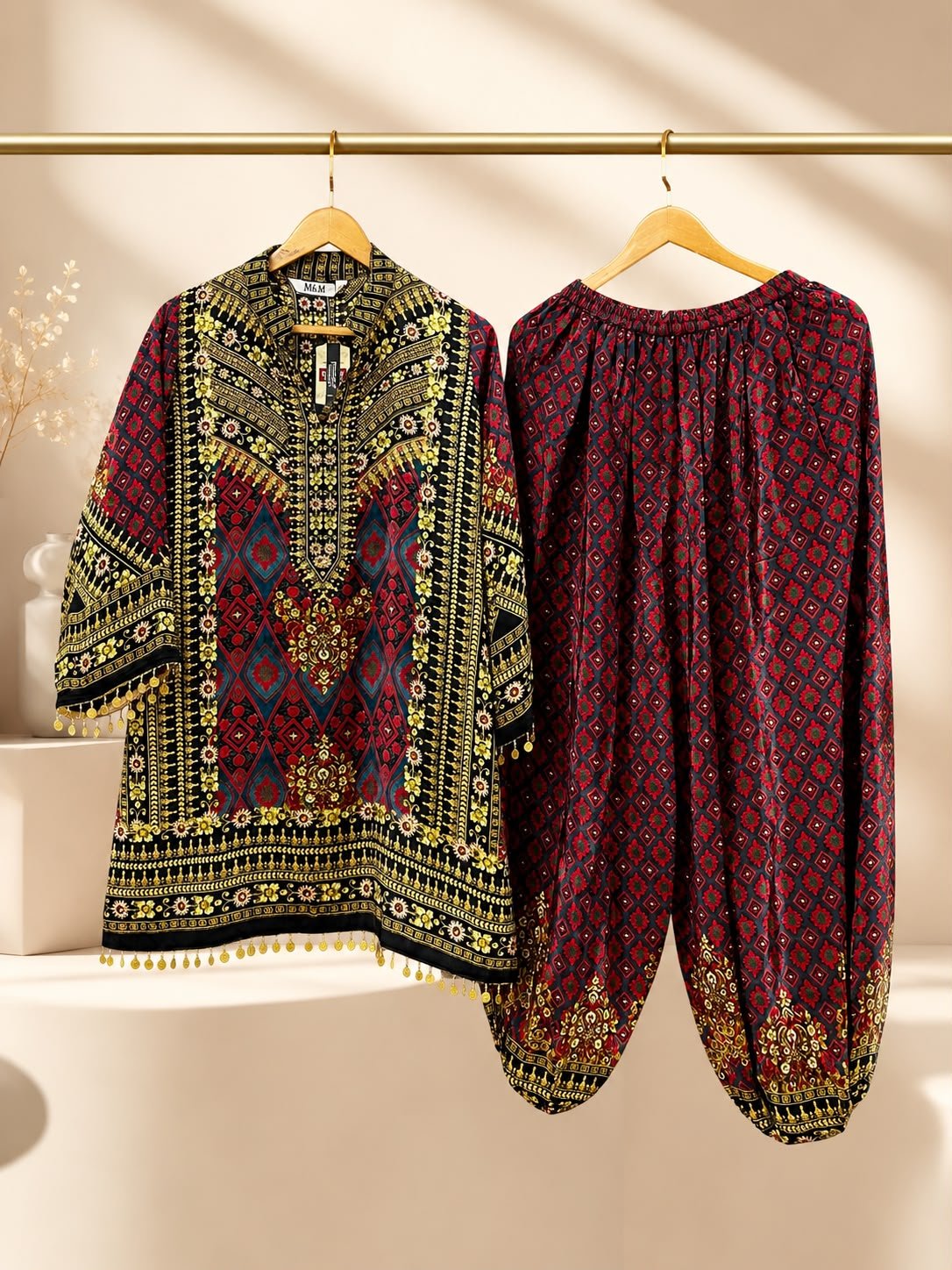 Royal Printed Crape Co-ord Set with Balloon Pants