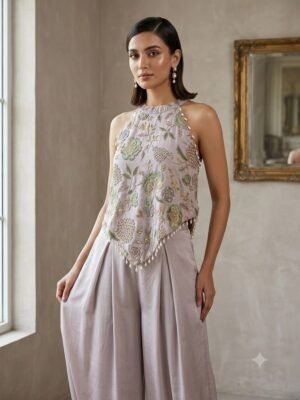 Lavender Floral Embroidered Co-Ord Set
