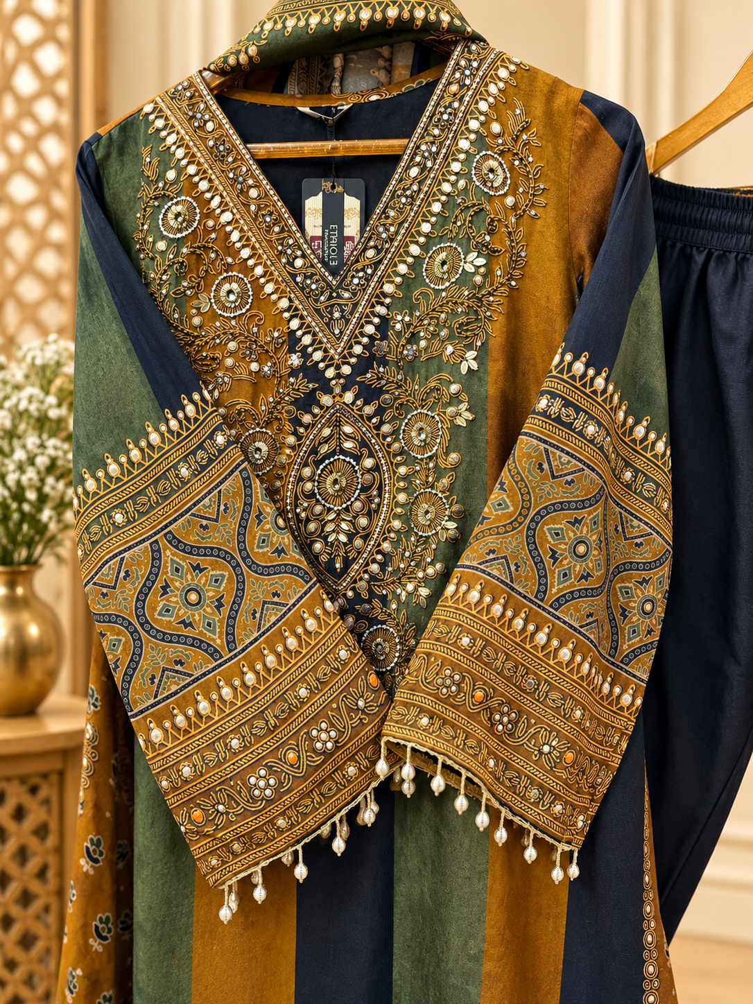 Masleen silk fabric Farshi cord set - Image 2