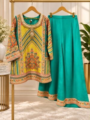 Vibrant green shimmer cord set