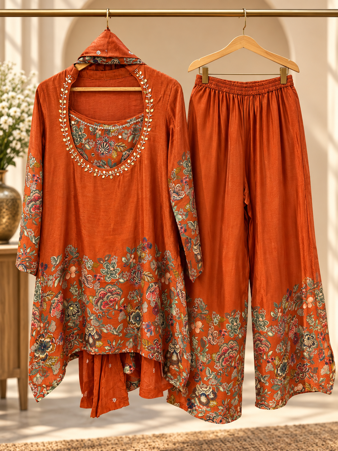 Vibrant rust buster chinon cord set