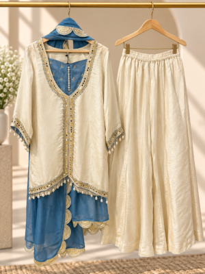 Elegant tissue shimmer shrara set