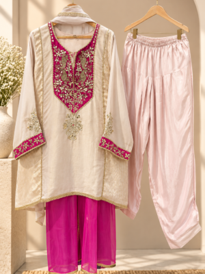 Tissue shimmer choga set