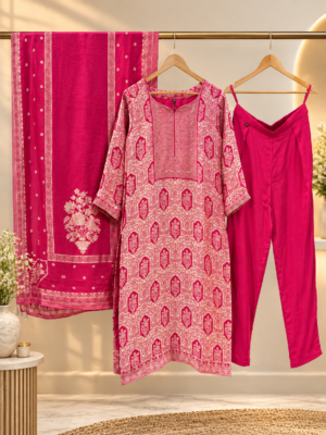 Pink woven designer suit