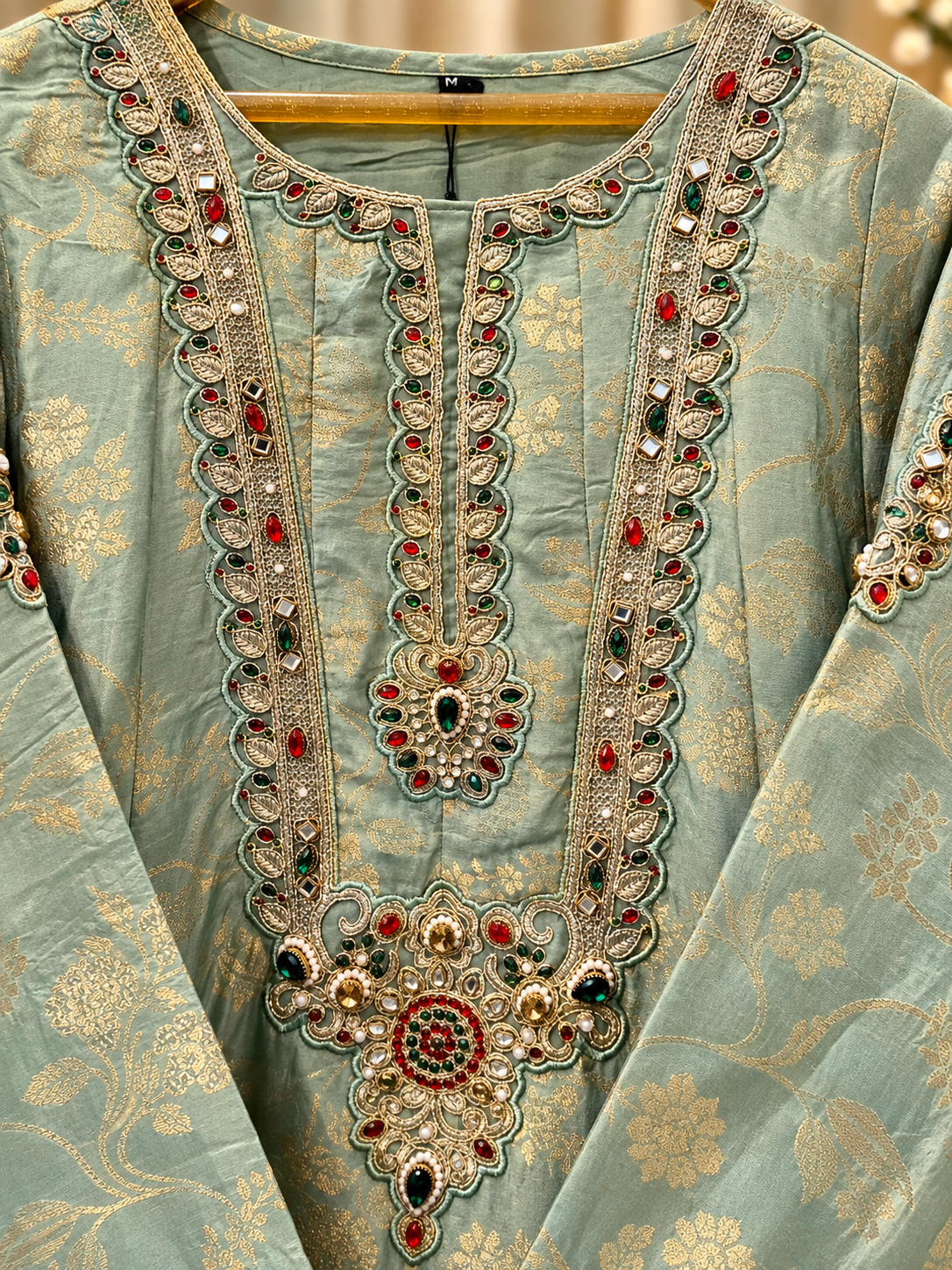 Powder blue traditional Anarkali set - Image 4