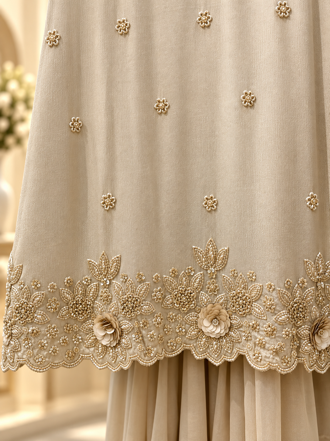 Ivory Short Kurti with Sharara Set - Image 2