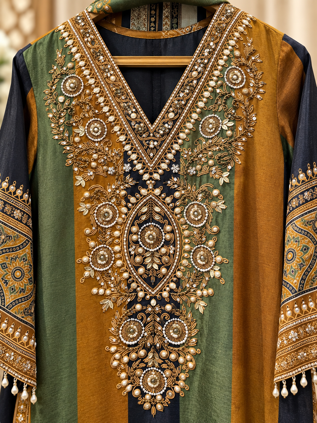 Masleen silk fabric Farshi cord set - Image 3