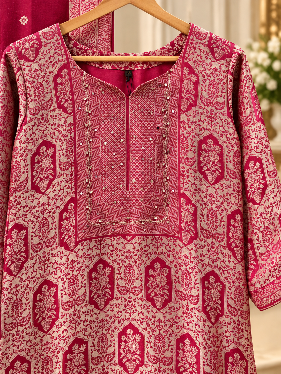 Pink woven designer suit - Image 2