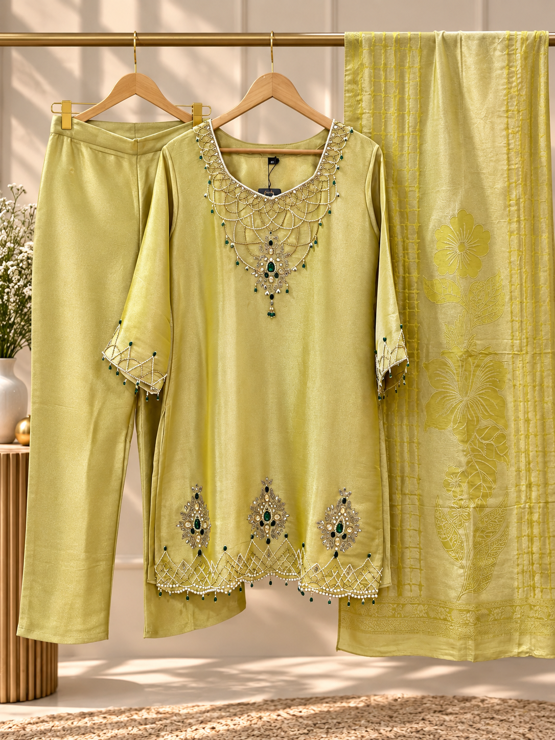 Jiraffe silk fabric short length suit