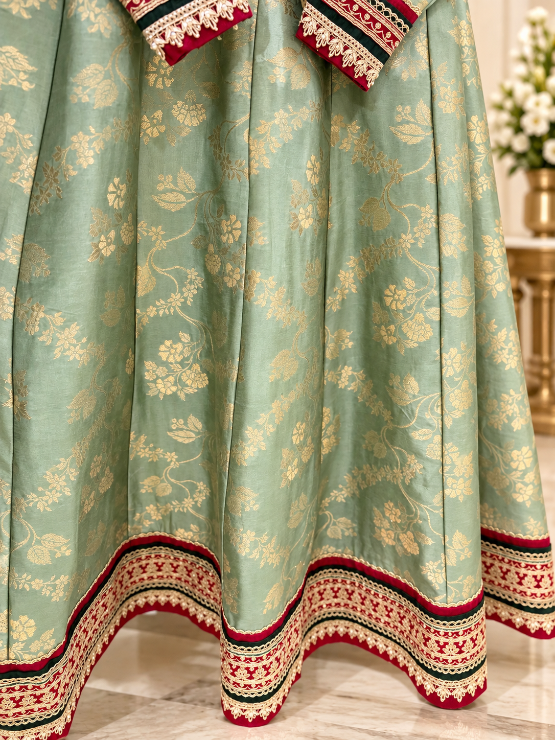 Powder blue traditional Anarkali set - Image 3