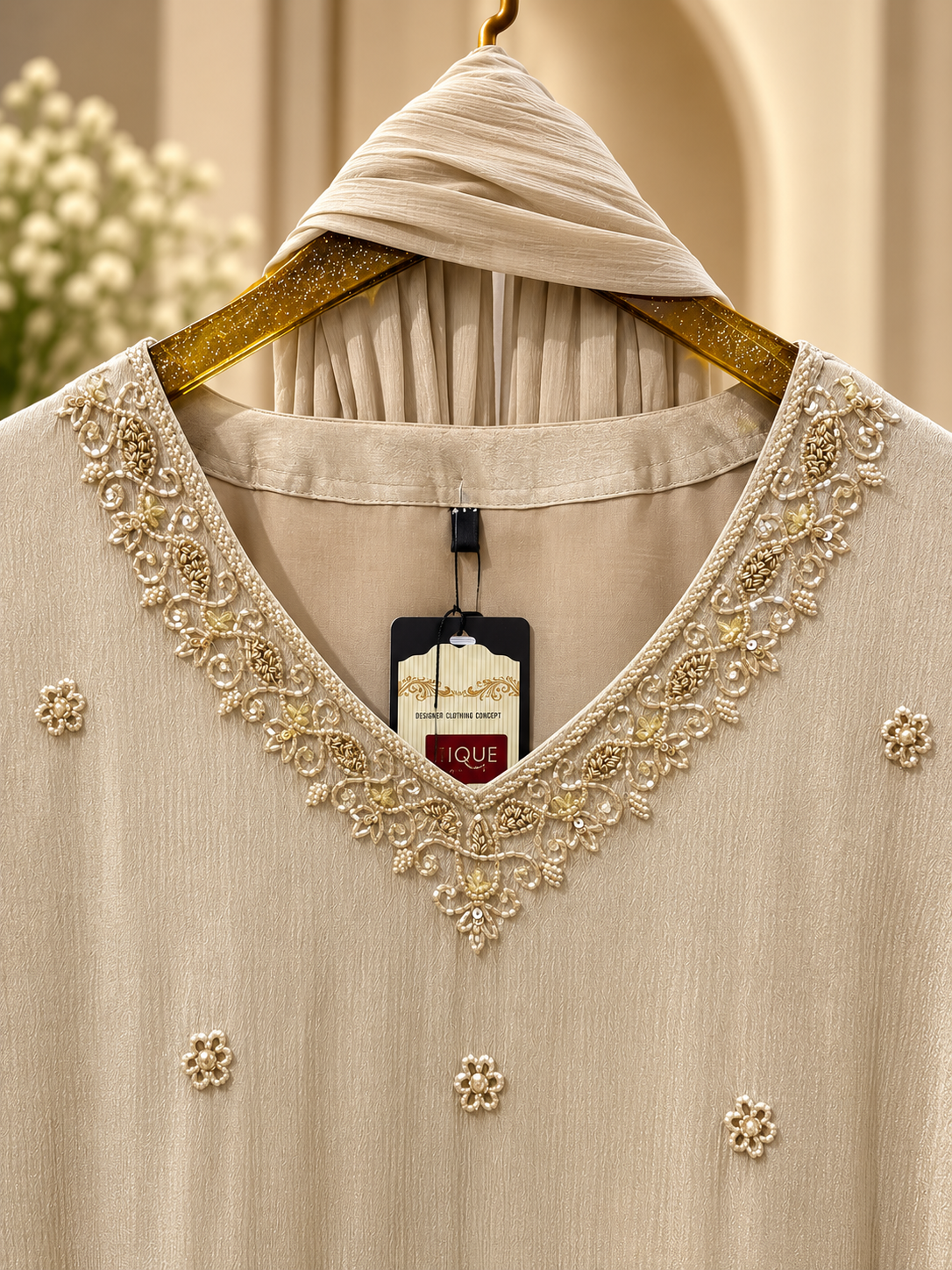 Ivory Short Kurti with Sharara Set - Image 3