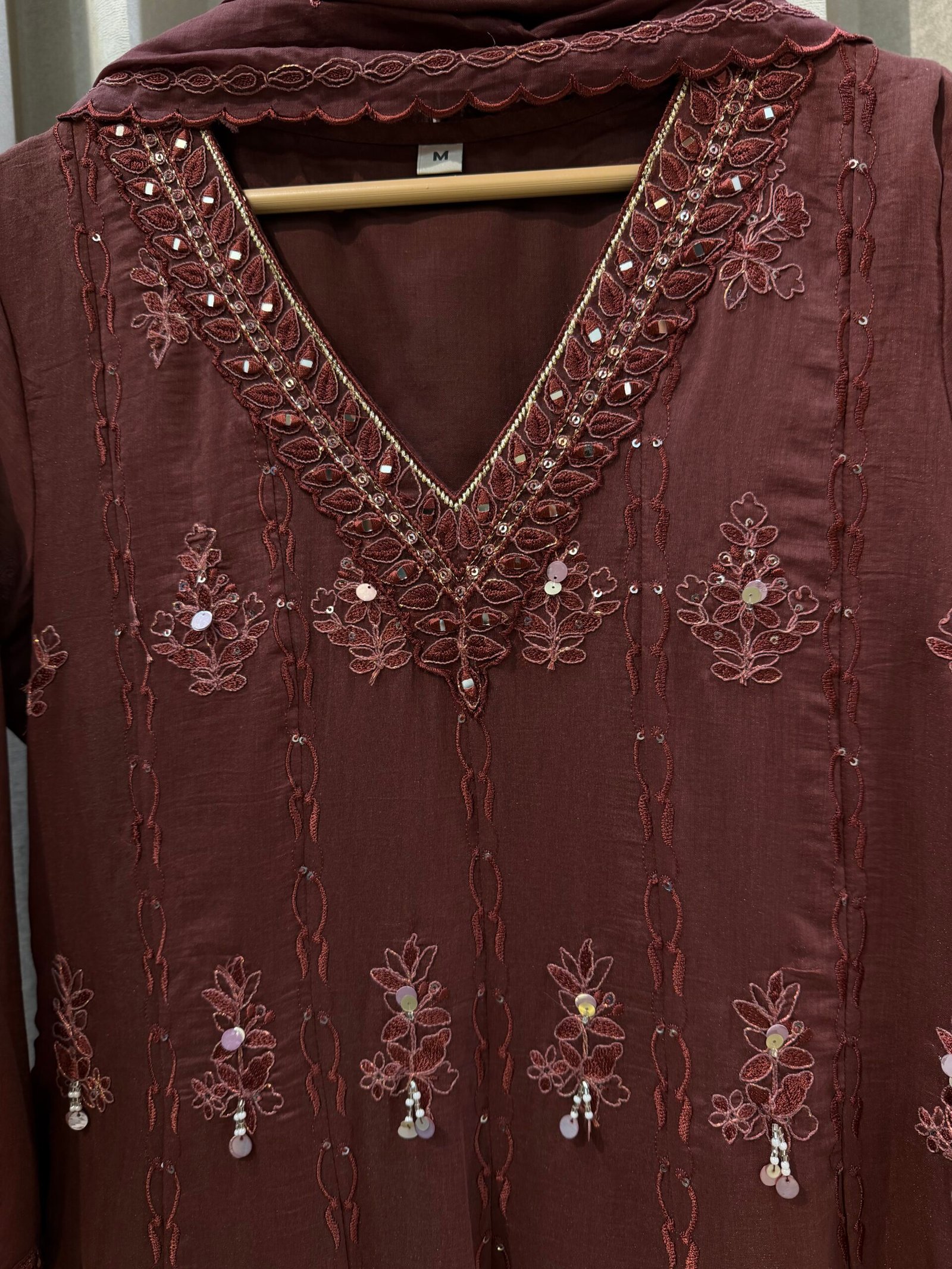 Pure Mal Chanderi Brown Anarkali Suit – Elegant Ethnic Grace - Image 2