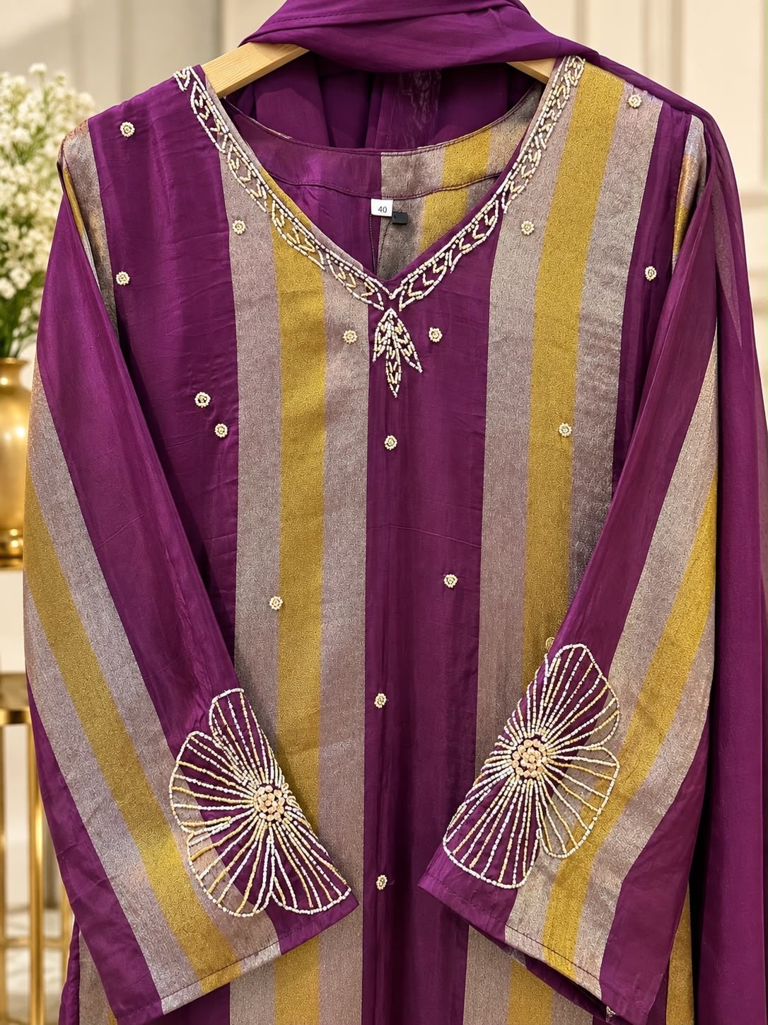 Elegant wine purple chinon cord set - Image 2
