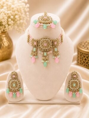 Pastel Pearl Kundan Necklace Set